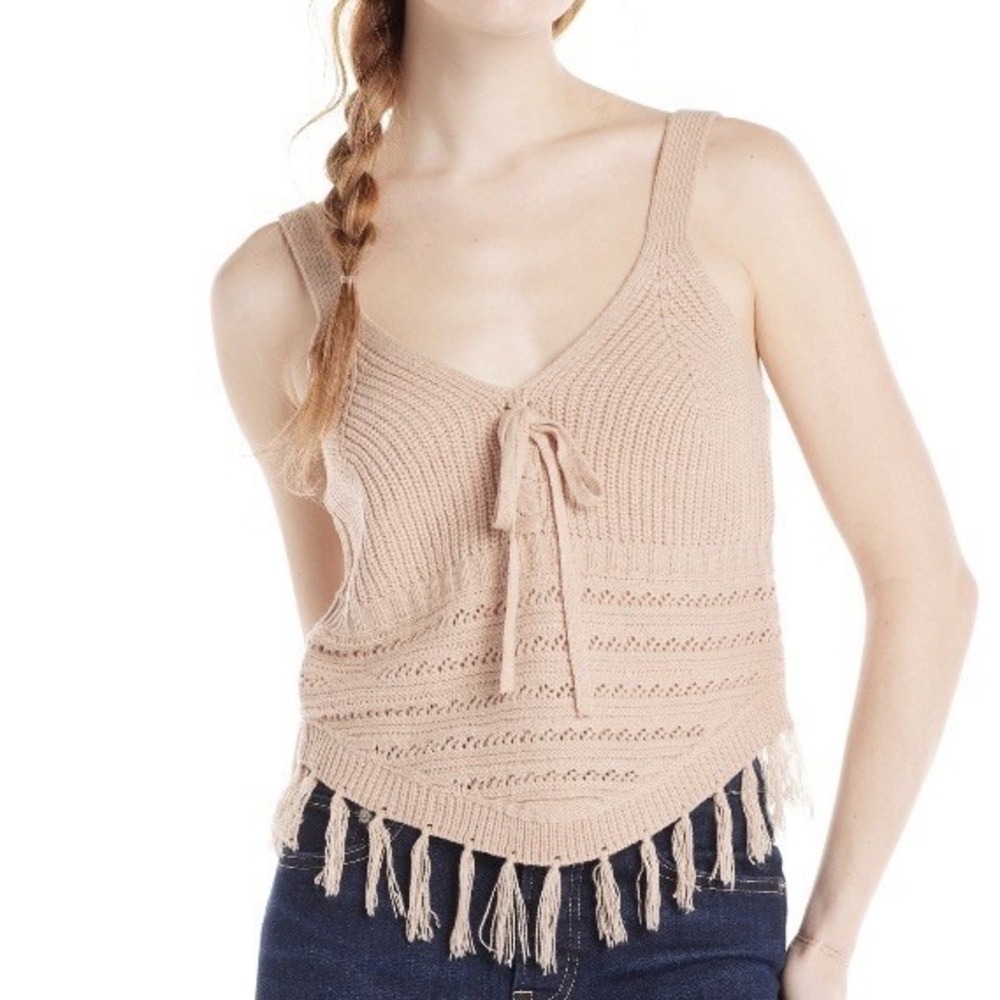 No Boundaries Juniors Sweater Tank Top with Fringe Hem Medium 7-9 New with Tags